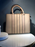 Classic nude tote with divided interior compartments