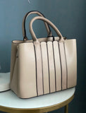 Classic nude tote with divided interior compartments